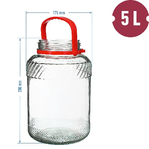 5l glass jar with plastic cap - 6 ['large jar', ' jar large', ' large glass jar', ' canning jar', ' for pickling', ' for cucumbers', ' doe cabbage', ' industrial jar', ' jar with tings', ' jar tongs', ' cucumber tings']