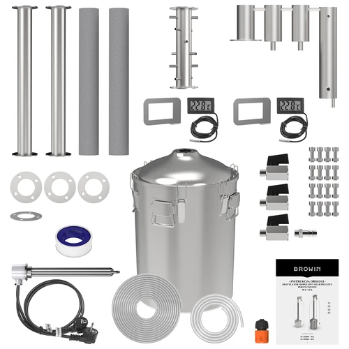 60 L modular electric Convex still - Perun XXL - 3 ['Browin still', ' modular stills', ' still with clarifiers', ' modular still', ' clarifiers for stills', ' pure distillate', ' kit for distilling', ' convex lid', ' convex lid', ' distillation container with lid', ' distillation kit', ' expandable distillation kit', ' distillation on various heat sources', ' 60 L still', ' cold fingers']