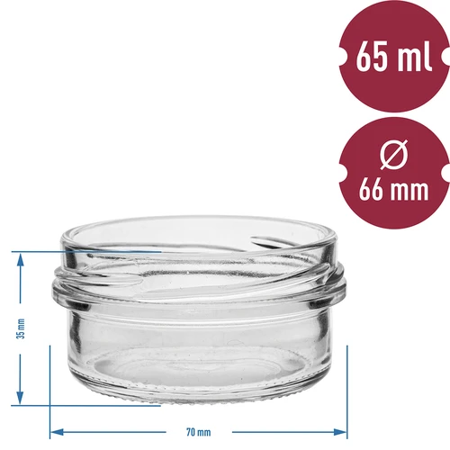 65 ml twist-off jar with Ø 66 lid, 6 pcs - 6 ['jar', ' 65 ml', ' fi66']