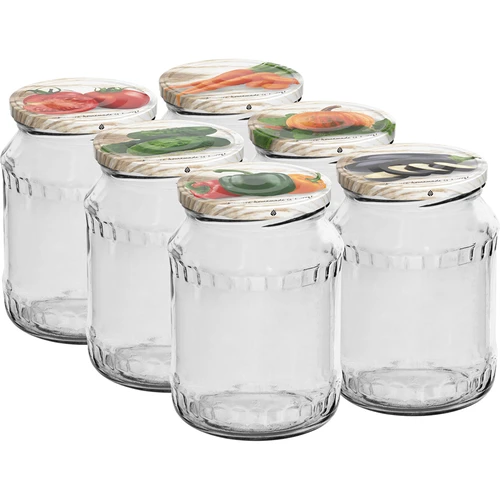 720 ml twist-off jar with colourful Ø82/6 lid - 6 pcs  - 1 ['set of jars', ' jam jars', ' preserve jar', ' jar for preserves', ' jars with twist-off lids', ' Ø82 jars', ' jars with colourful lids', ' jars for preserves', ' weck-type jars', ' jars for meat', ' jar meat', ' jars for pasteurising', ' jarred meat']