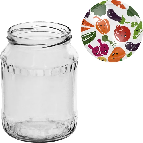 720 ml twist-off jar with colourful Ø82/6 lid - 6 pcs - 7 ['set of jars', ' jam jars', ' preserve jar', ' jar for preserves', ' jars with twist-off lids', ' Ø82 jars', ' jars with colourful lids', ' jars for preserves', ' weck-type jars', ' jars for meat', ' jar meat', ' jars for pasteurising', ' jarred meat']