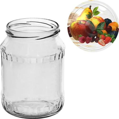 720 ml twist-off jar with colourful Ø82/6 lid - 6 pcs - 9 ['set of jars', ' jam jars', ' preserve jar', ' jar for preserves', ' jars with twist-off lids', ' Ø82 jars', ' jars with colourful lids', ' jars for preserves', ' weck-type jars', ' jars for meat', ' jar meat', ' jars for pasteurising', ' jarred meat']