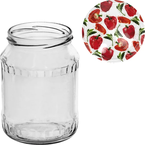 720 ml twist-off jar with colourful Ø82/6 lid - 6 pcs - 11 ['set of jars', ' jam jars', ' preserve jar', ' jar for preserves', ' jars with twist-off lids', ' Ø82 jars', ' jars with colourful lids', ' jars for preserves', ' weck-type jars', ' jars for meat', ' jar meat', ' jars for pasteurising', ' jarred meat']