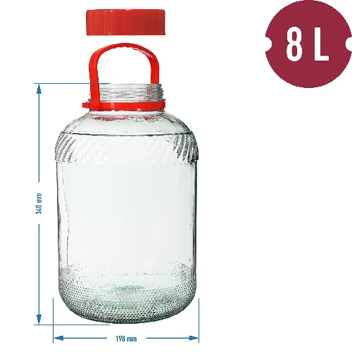 8l glass jar with plastic cap - 6 ['large jar', ' jar large', ' large glass jar', ' canning jar', ' for pickling', ' for cucumbers', ' for cabbage', ' industrial jar', ' jar with tongs', ' jar tongs', ' cucumber tongs']