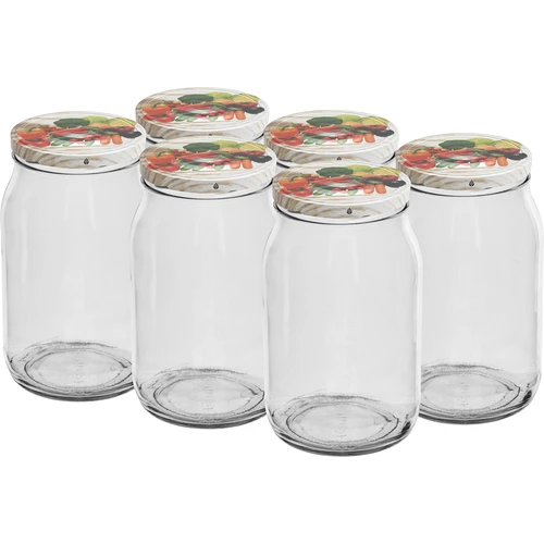 900 ml twist-off jar with coloured Ø82/6 lid - 6 pcs  - 1 ['pickling jars', ' for pickling', ' for preserves', ' jars with decorative cap', ' for preserves']