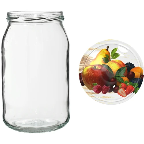 900 ml twist-off jar with coloured Ø82/6 lid - 6 pcs - 14 ['pickling jars', ' for pickling', ' for preserves', ' jars with decorative cap', ' for preserves']