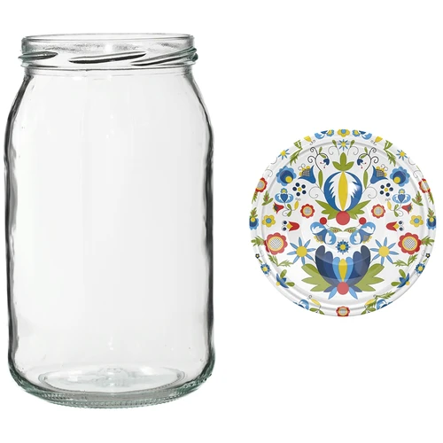 900 ml twist-off jar with coloured Ø82/6 lid - 6 pcs - 10 ['pickling jars', ' for pickling', ' for preserves', ' jars with decorative cap', ' for preserves']