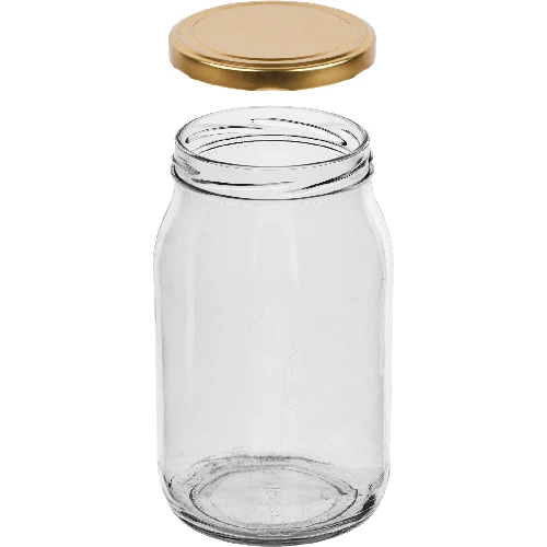 900ml twist off glass jar with golden lid Ø82/6 - 6 pcs. - 4 ['jars', ' glass jar', ' glass jars', ' jar with lid', ' jars for preserves', ' canning jars', ' jars for cucumbers', ' honey jar ']