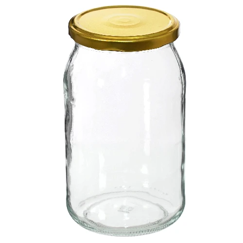 900ml twist off glass jar with golden lid Ø82/6 - 6 pcs. - 3 ['jars', ' glass jar', ' glass jars', ' jar with lid', ' jars for preserves', ' canning jars', ' jars for cucumbers', ' honey jar ']