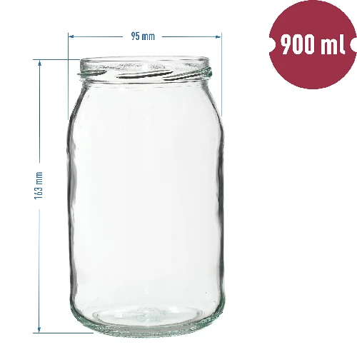 900ml twist off glass jar with golden lid Ø82/6 - 6 pcs. - 8 ['jars', ' glass jar', ' glass jars', ' jar with lid', ' jars for preserves', ' canning jars', ' jars for cucumbers', ' honey jar ']