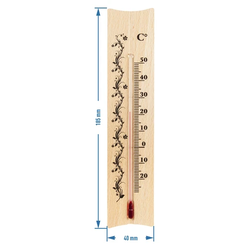 A room thermometer with a pattern (-20°C to +50°C) 18cm - 2 ['indoor thermometer', ' room thermometer', ' thermometer for indoors', ' home thermometer', ' thermometer', ' wooden room thermometer', ' thermometer legible scale', ' thermometer with reinforced capillary']