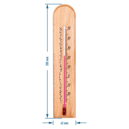 A room thermometer with a pattern (-20°C to +50°C) 20cm - 2 ['indoor thermometer', ' room thermometer', ' thermometer for indoors', ' home thermometer', ' thermometer', ' wooden room thermometer', ' thermometer legible scale', ' thermometer with reinforced capillary']