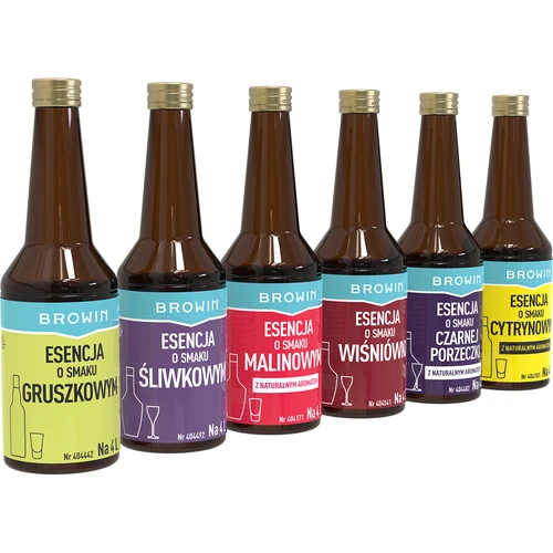 A set of 6 flavouring essences - FRUITY 6x40 ml - 2 ['homemade liquor flavouring essence set', ' browin flavouring essence', ' moonshine flavouring essences', ' essences for liquor', ' fruity flavouring essences', ' flavouring essence set', ' a set of flavouring essences for liquor', ' fruit liqueurs', ' fruit infusion liqueurs', ' pear liqueur', ' lemon liqueur', ' cherry liqueur', ' raspberry liqueur', ' blackcurrant liqueur', ' gift idea', ' home party idea', ' attractive liquors']