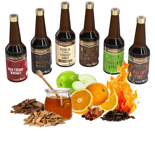 A set of 6 flavouring essences - WHISK(E)Y 6x40 ml - 3 ['flavour essence', ' whisky flavouring essence', ' whisky essence', ' whiskey flavouring essence', ' whiskey essence', ' essence', ' flavouring essence for liquor', ' aromas for liquor', ' essences for moonshine', ' flavouring essences for moonshine', ' flavoured essence set', ' set of flavouring essences', ' aroma for whisky', ' whiskey', ' essence with natural aroma', ' gold essence', ' American whiskey', ' homemade whisky', ' fire', ' orange', ' classic', ' honey', ' flavoured whiskey']