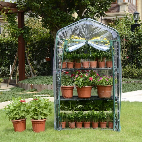 A small balcony greenhouse with three shelves 69 x 49 x 125 cm - 7 ['mini greenhouse with 3 shelves', ' 3-shelf greenhouse', ' balcony greenhouse', ' greenhouse for balcony', ' mini greenhouses', ' greenhouse', ' plastic film tunnel', ' plastic film tent', ' plastic film greenhouse']