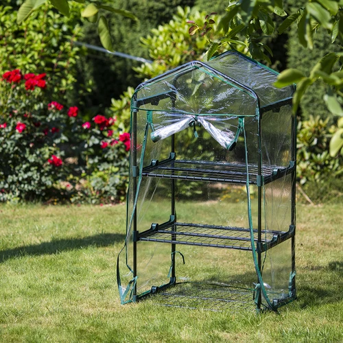 A small balcony greenhouse with three shelves 69 x 49 x 125 cm - 3 ['mini greenhouse with 3 shelves', ' 3-shelf greenhouse', ' balcony greenhouse', ' greenhouse for balcony', ' mini greenhouses', ' greenhouse', ' plastic film tunnel', ' plastic film tent', ' plastic film greenhouse']