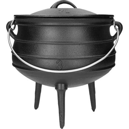 African cauldron, cast iron, 7 L - Safari - 3 ['cast iron cauldron', ' campfire cauldron', ' gypsy cauldron', ' Hungarian cauldron', ' goulash from cauldron', ' grill']