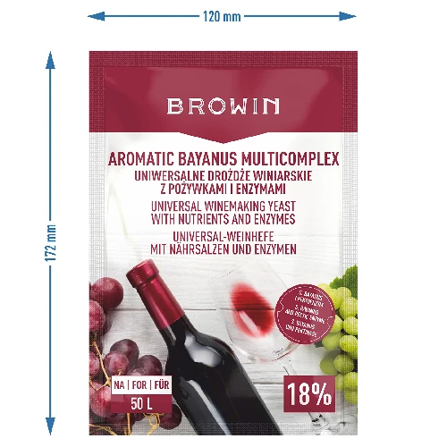 Aromatic Bayanus Multicomplex starter kit for wine, 40 g - 4 ['bayanus yeast', ' bayanus varieties', ' winemaking yeast', ' 18% wine', ' yeast+nutrient', ' for fruit wines', ' for 50 L of wine', ' wine recipe', ' fermentation in pulp', ' strong wine', ' pectolytic enzyme']