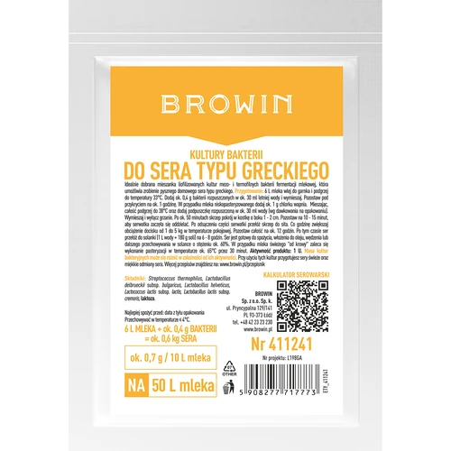 Bacterial cultures for Greek cheese  - 1 ['bacterial cultures', ' cheese bacteria', ' Greek cheese', ' cheese production', ' starter cultures', ' cheese starter', ' lactic fermentation', ' mix for cheese fermentation', ' feta cheese']