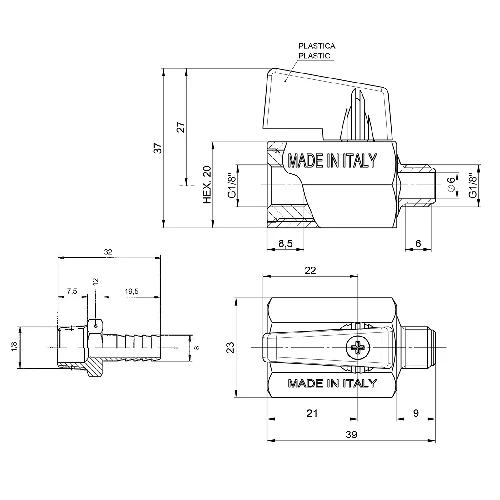 Ball valve + stub pipe set - 4 ['distillers accessories', ' modular distillers', ' head', ' reflux', ' distillers valves']