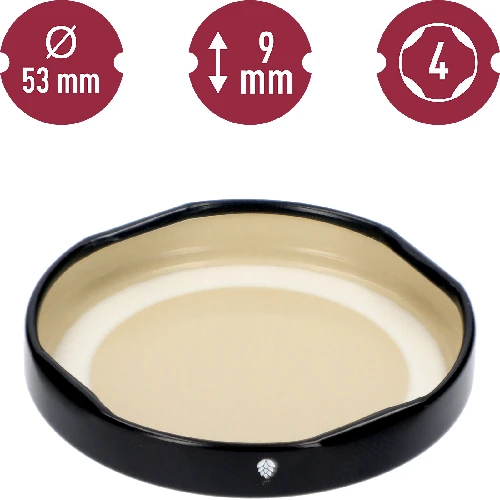 Black lid Ø 53/4 - 10 pcs - 5 ['jar lid', ' 4-lug jar lid', ' black jar lid', ' jar lid', ' jar lid', ' jar lid fi 53', ' 4-lug jar lid', ' twist off jar lid', ' TO jar lid', ' 10-lug jar lid']