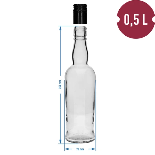 ‘Captain’s’ 500 ml bottle with a screw cap - 6 pieces - 5 ['whisky bottle', ' bottle glass', ' homemade wine bottle', ' transparent bottle', ' bottle with cap', ' 500 ml bottle', ' monopoly bottle']