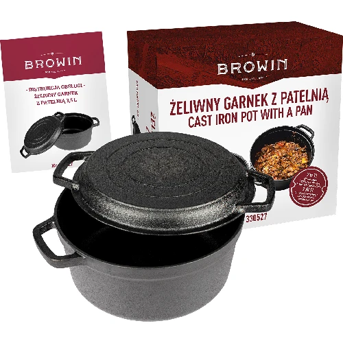 Cast iron pot with a pan, 3,5 l - 8 ['grill']