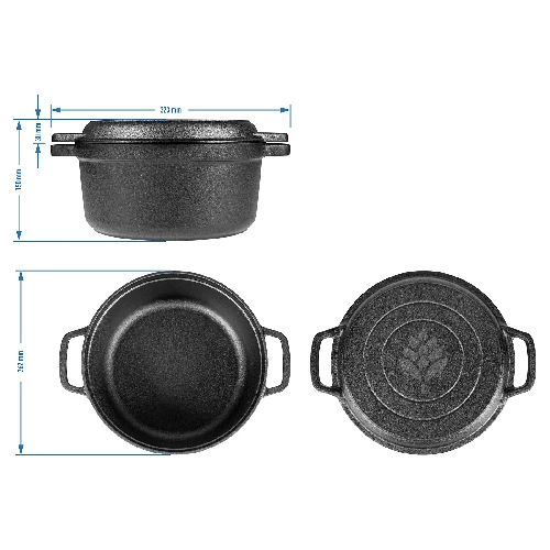 Cast iron pot with a pan, 3,5 l - 7 ['grill']