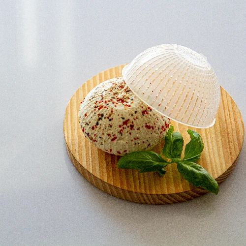 Cheese mould, round, Ø 10 cm for 250 g - 2 ['mould for cheese', ' cheesemaking', ' how to make cheese', ' small cheese mould', ' homemade cheese', ' cheese mould', ' cheese made at home', ' mould for soft cheese', ' for cottage cheese', ' for rennet cheese', ' half-sphere-shaped mould', ' half-sphere-shaped cottage and rennet cheeses', ' homemade cottage cheese']