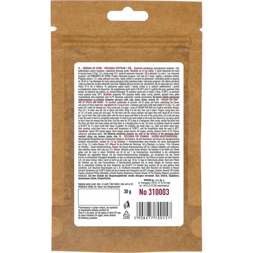 Chosen for ham. Mix of spices and herbs, 30 g - 2 ['herbs and spices', ' spices for cold meats', ' ham spices', ' spices for ham curing', ' spices for smoking']