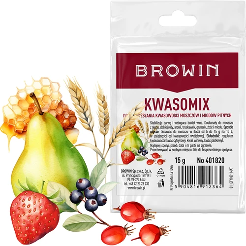 Citric acid / acidity regulator "KWASOMIX" 15g - 3 ['kwasomix for wine', ' acidity regulator for wine', ' citric acid', ' tartaric acid', ' malic acid']