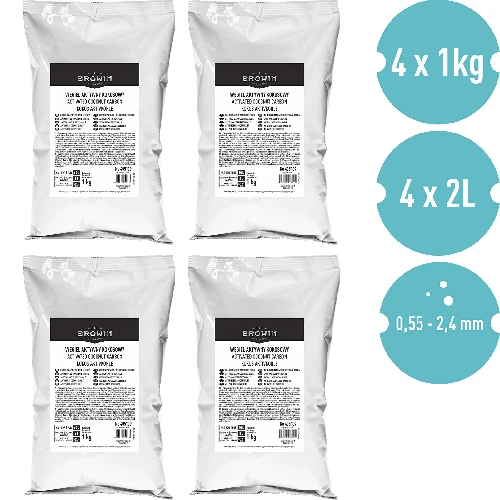 Coconut activated carbon 1 kg x 4 – set - 2 ['hard coal', ' mineral coal', ' coal distillation', ' coal for distillation of moonshine', ' distillation by activated carbon', ' activated carbon', ' alcohol distillation']