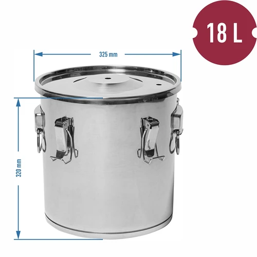 Container for fermenting and distilling - stainless steel, 18 L, 5 catches - 13 