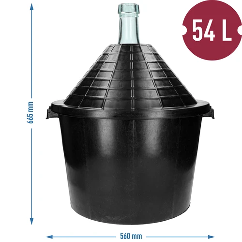 Demijohn for wine in plastic basket 54 L - 7 ['a demijohn', ' a dymion', ' a wine demijohn in a plastic basket', ' a demijohn for fermentation', ' demijohn 54 L']