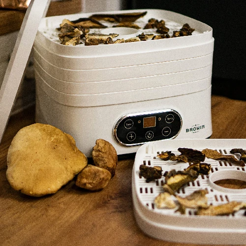 Device for drying mushrooms, fruit, vegetables, and herbs, 240W - 17 ['food dryer', ' mushroom drier', ' dried fruit', ' dried vegetables', ' food storage', ' food drying', ' food driers', ' adjustable temperature', ' dehydrator']