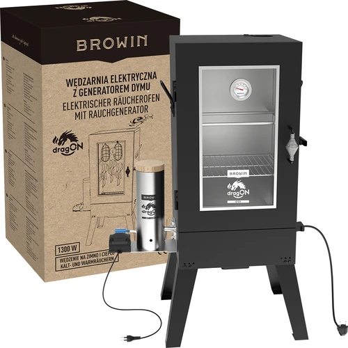 dragON E101 electric smoker with smoke generator , 70 L - 11 ['smoking kit', ' electric smoker', ' steel smoker', ' smoker with smoke generator', ' smoker with generator of smoke', ' everything for smoking', ' browin smoker', ' backyard smoker', ' smoker on legs', ' smoking', ' cold smoking', ' smoking with cold smoke', ' modern smoker', ' versatile smoker', ' wood chips for smoking', ' universal smoking kit', ' capacious smoker', ' 70 L smoker', ' tall smoker', ' smoker with thermostat', ' smoker with inspection glass', ' smoker recommended for backyard', ' hit!']