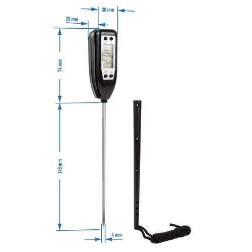 Electronic cooking thermometer (-50°C to +300°C) with case, black - 2 ['thermometer for food', ' thermometer with casing thermometer for cooking', ' thermometer for roasting', ' thermometer for frying', ' thermometer for smoking', ' kitchen thermometer', ' thermometer for meat', ' thermometer for pastries']