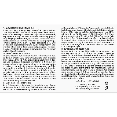 Enovini® OK RED - acidity-reducing winemaking yeast, 7 g - 2 ['yeast for dark grapes', ' yeast for cherries', ' cherry wine', ' grape wine', ' acidity reducing yeast', ' yeast for red wine', ' dried yeast', ' homemade wine', ' acidity reducing yeast', ' Enovini yeast', ' Browin winemaking yeast']