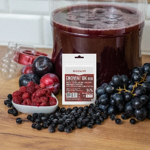 Enovini® OK RED - acidity-reducing winemaking yeast, 7 g - 6 ['yeast for dark grapes', ' yeast for cherries', ' cherry wine', ' grape wine', ' acidity reducing yeast', ' yeast for red wine', ' dried yeast', ' homemade wine', ' acidity reducing yeast', ' Enovini yeast', ' Browin winemaking yeast']