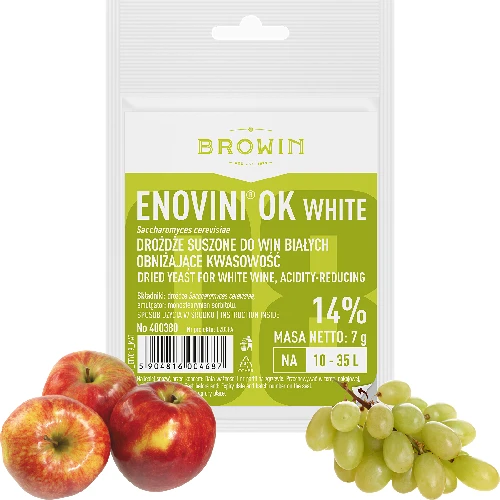 Enovini® OK WHITE yeast - acidity reducing, 7 g - 3 ['yeast for apples', ' yeast for white grapes', ' apple wine', ' grape wine', ' acidity reducing yeast', ' yeast for white wine', ' dried yeast', ' homemade wine']