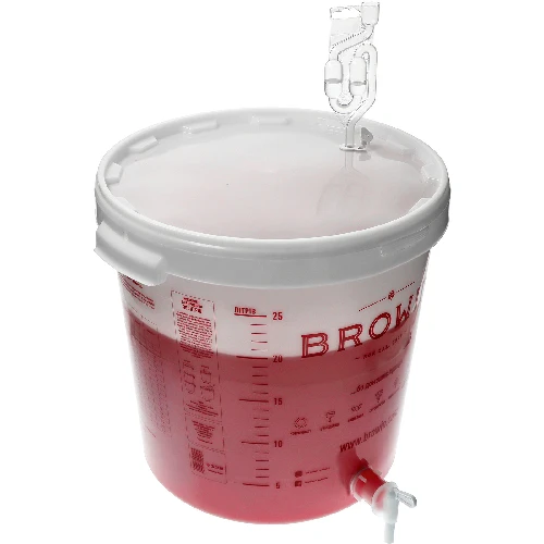 Fermentation bucket 30 L with printing, tap and plastic airlock UA - 12 ['fermentation container', ' fermentation bucket', ' fermentation bucket', ' fermentation containers', ' fermentation container for wine', ' fermentation bucket with tap', ' biowin fermentation bucket', ' brow fermentation bucket']