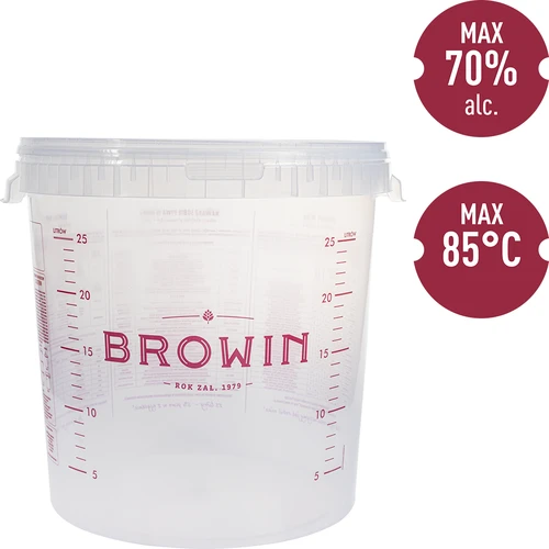 Fermentation container with an overprint and a lid, 30 L - 10 ['fermentation container', ' fermentation bucket', ' fermentation bucket', ' fermentation containers', ' fermentation container for wine', ' fermentation containers for wine', ' biowin fermentation bucket', ' browin fermentation bucket']