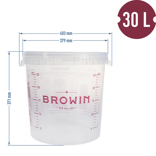 Fermentation container with an overprint and a lid, 30 L - 5 ['fermentation container', ' fermentation bucket', ' fermentation bucket', ' fermentation containers', ' fermentation container for wine', ' fermentation containers for wine', ' biowin fermentation bucket', ' browin fermentation bucket']