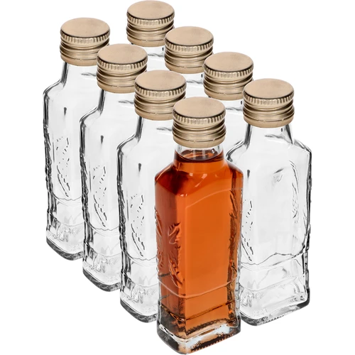 Flora bottle 100 ml with a cap, 8 pcs. - 2 ['bottle for liqueur', ' bottles for liqueur', ' bottle for alcohol', ' decorative bottles for alcohol', ' glass bottle for alcohol', ' bottles for moonshine for a wedding', ' bottle for liqueur', ' decorative bottles', ' bottle for vodka', ' bottle for vodka']