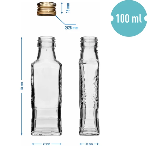 Flora bottle 100 ml with a cap, 8 pcs. - 7 ['bottle for liqueur', ' bottles for liqueur', ' bottle for alcohol', ' decorative bottles for alcohol', ' glass bottle for alcohol', ' bottles for moonshine for a wedding', ' bottle for liqueur', ' decorative bottles', ' bottle for vodka', ' bottle for vodka']