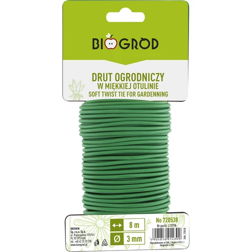 Gardening wire in soft lagging 8m x 3mm  - 1 ['flat garden wire', ' garden wire', ' flat wire', ' wire flat', ' garden']