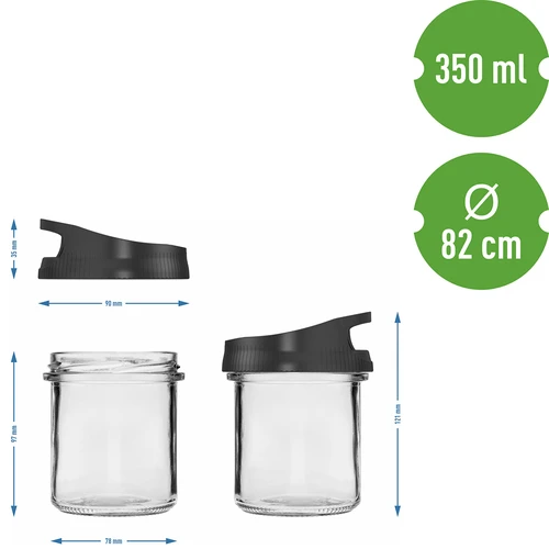 Glass container, 350 ml, with a lid for hanging - 5 ['container', ' container', ' glass container with cap', ' glass container for hanging', ' cap with handle', ' container for hanging', ' container for spices', ' container for loose products', ' innovative cap', ' container container 350 ml']