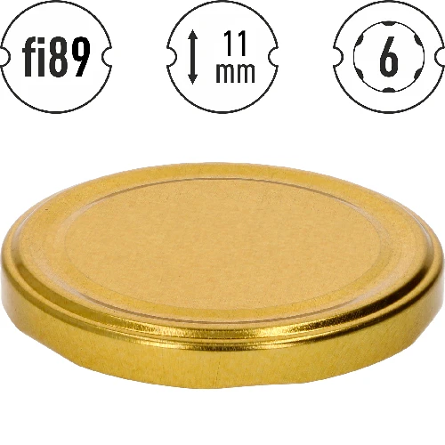 Golden twist-off lid Ø89/6 - 10 pcs - 2 ['twist-off lid', ' golden twist-off lid', ' twist-off lids', ' lids', ' lid', ' golden lid for jar', ' lids for preserves', ' Ø89 lids', ' set of lids for jars']