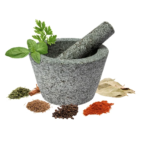 Granite mortar with pestle, 13cm - 6 ['Granite mortar', ' mortar with piston', ' stone mortar', ' mortar of stone', ' kitchen mortar', ' mortar for herbs']