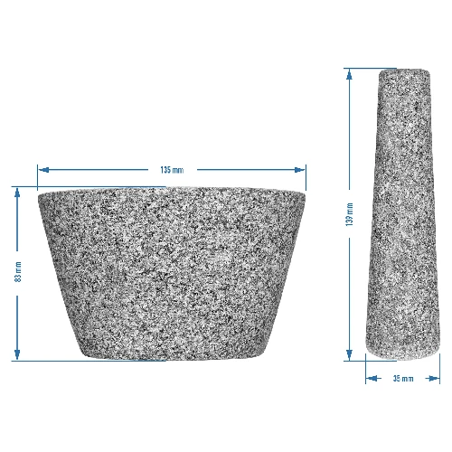 Granite mortar with pestle, 13cm - 9 ['Granite mortar', ' mortar with piston', ' stone mortar', ' mortar of stone', ' kitchen mortar', ' mortar for herbs']